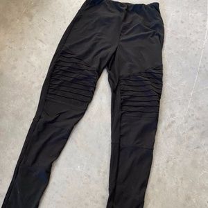 Black Polyester Skinny Pants